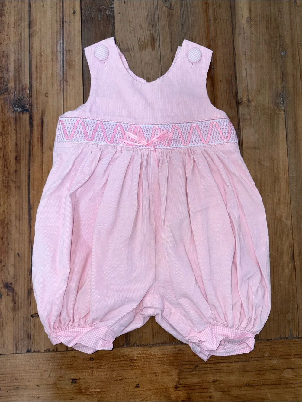 Pink Smocked Bubble Romper 6M